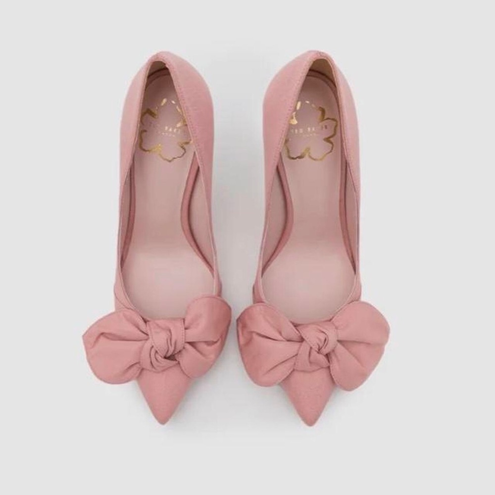 Ted Baker Hyana Moire Satin Bow Court Heels in Dusty Pink Sz 10 NIB - Picture 9 of 12